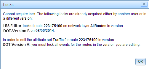 Route lock acquired by another user